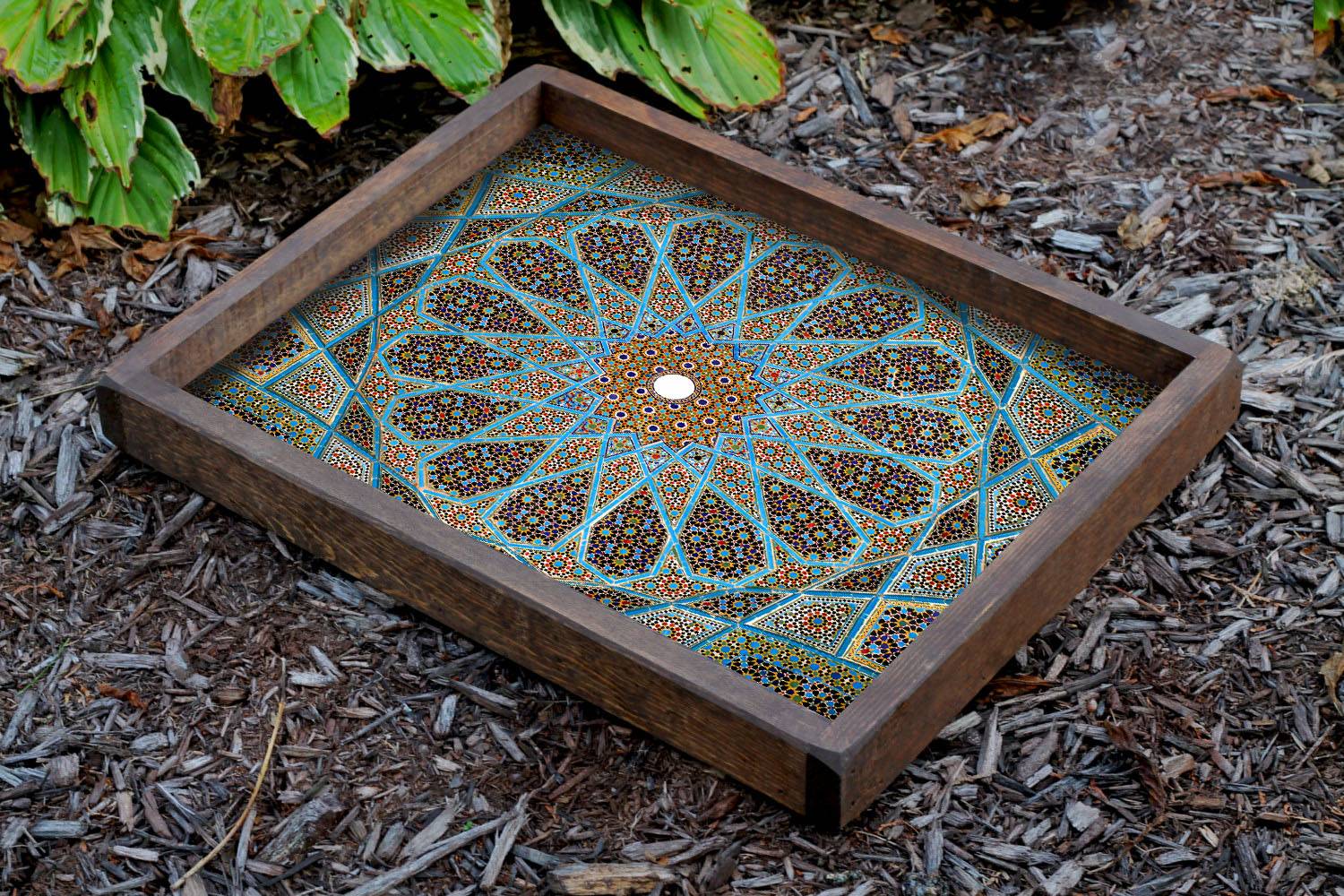 Rechthoekig tafelblad met mandala opdruk Caupona 40 x 50 x 6 cm Hout Multicolour 