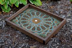 Tischplatte rechteckig Hintergrund bedruckt Mosaik Mandala Caupona 40x50x6cm Holz Mehrfarbig