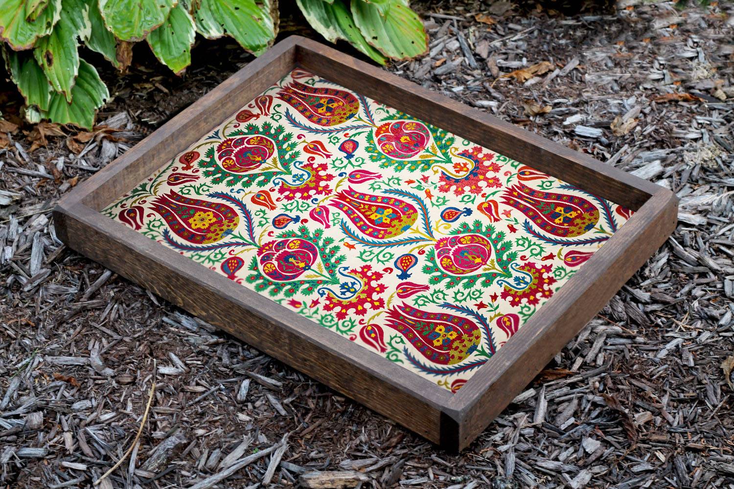 Rechthoekig tafelblad met tulpbedrukte achtergrond Caupona 40 x 50 x 6 cm Hout Multicolour 