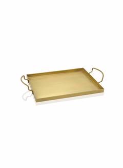 Rechteckiges Tablett mit Metaldi-Griffen 30x19cm Metall Gold