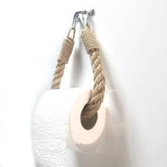 Inam Toilettenpapierhalter Metall verchromt und Seil beige