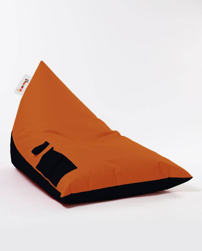 Pouf / coussin de sol triangle Gilko 90x145cm Tissu Noir et Orange