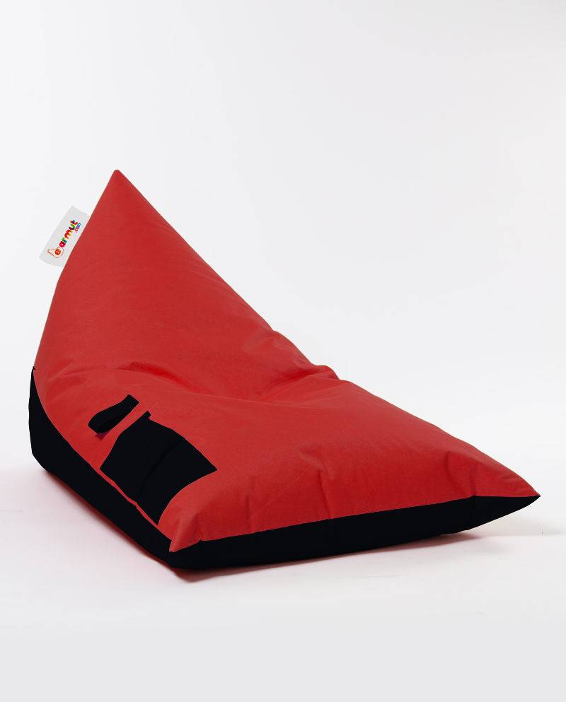 Pouf / coussin de sol triangle Gilko 90x145cm Tissu Noir et Rouge