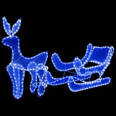 Rentier und sein Weihnachtsschlitten leuchten Karmal Maschen Metall Weiß 432 LED Blau