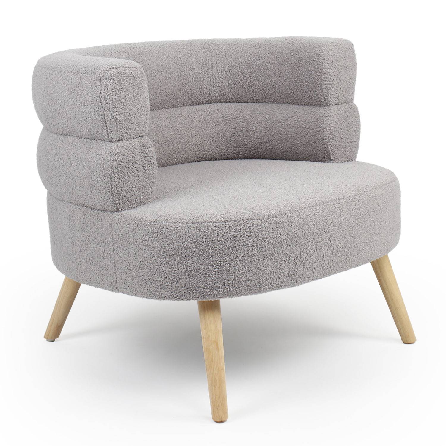 Skandinavischer Design-Sessel mit abgerundeten Kanten Riviani Bouclé-Stoff Grau