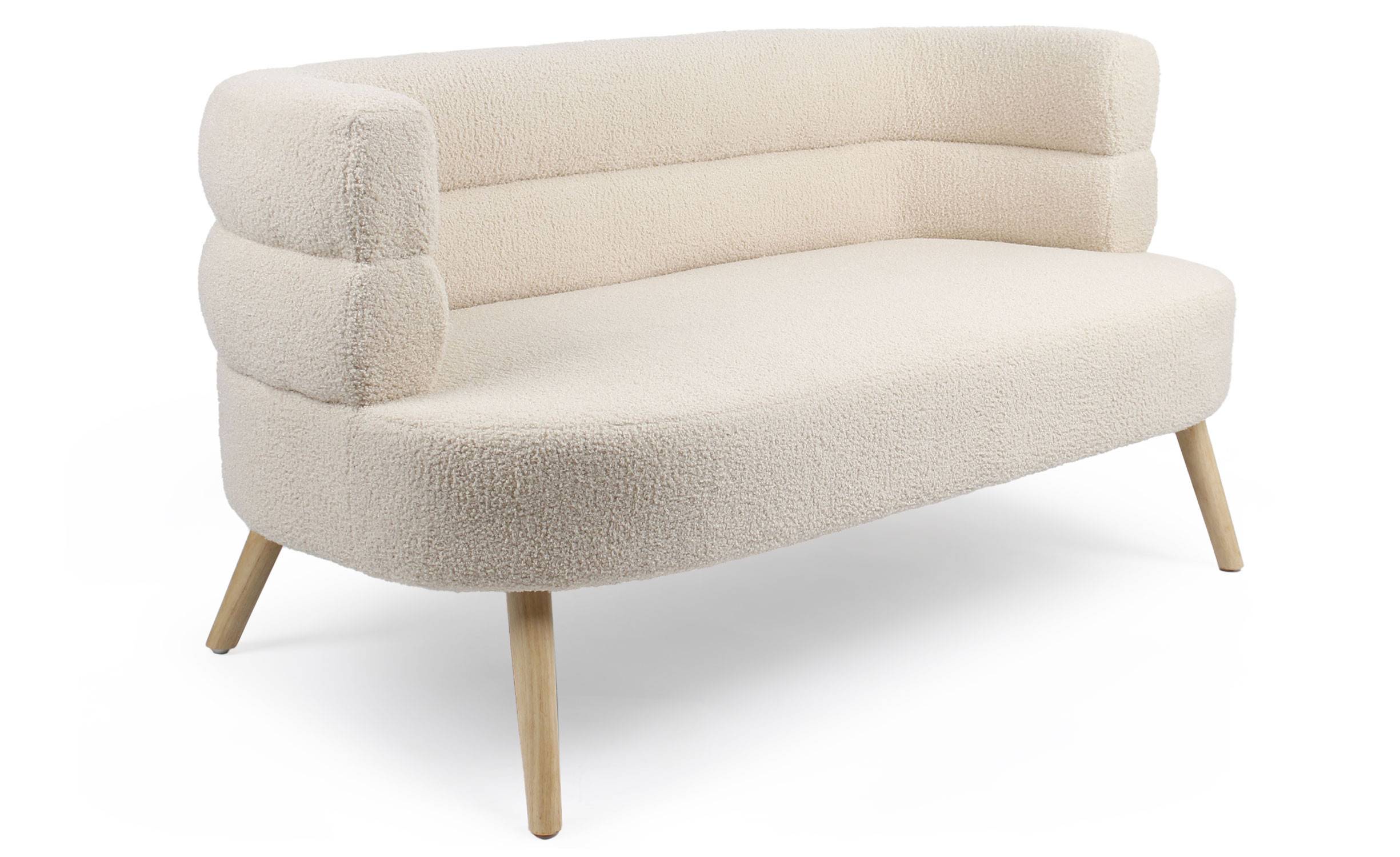 2-Sitzer-Sofa im skandinavischen Design mit abgerundeten Kanten Riviani Bouclé-Stoff Beige