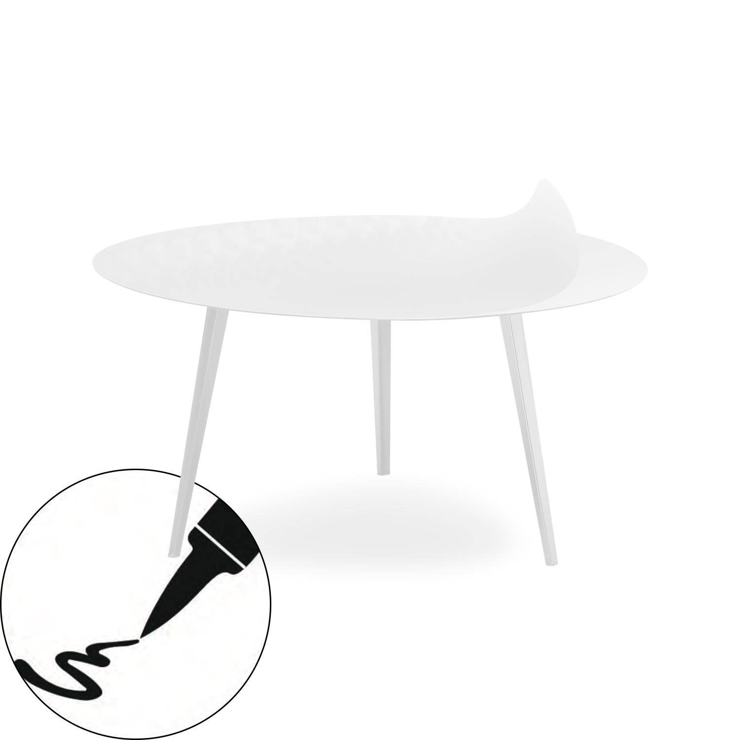 Bipolart Wit metalen ronde magnetische salontafel 90cm met 1 uitwisbaar wit blad