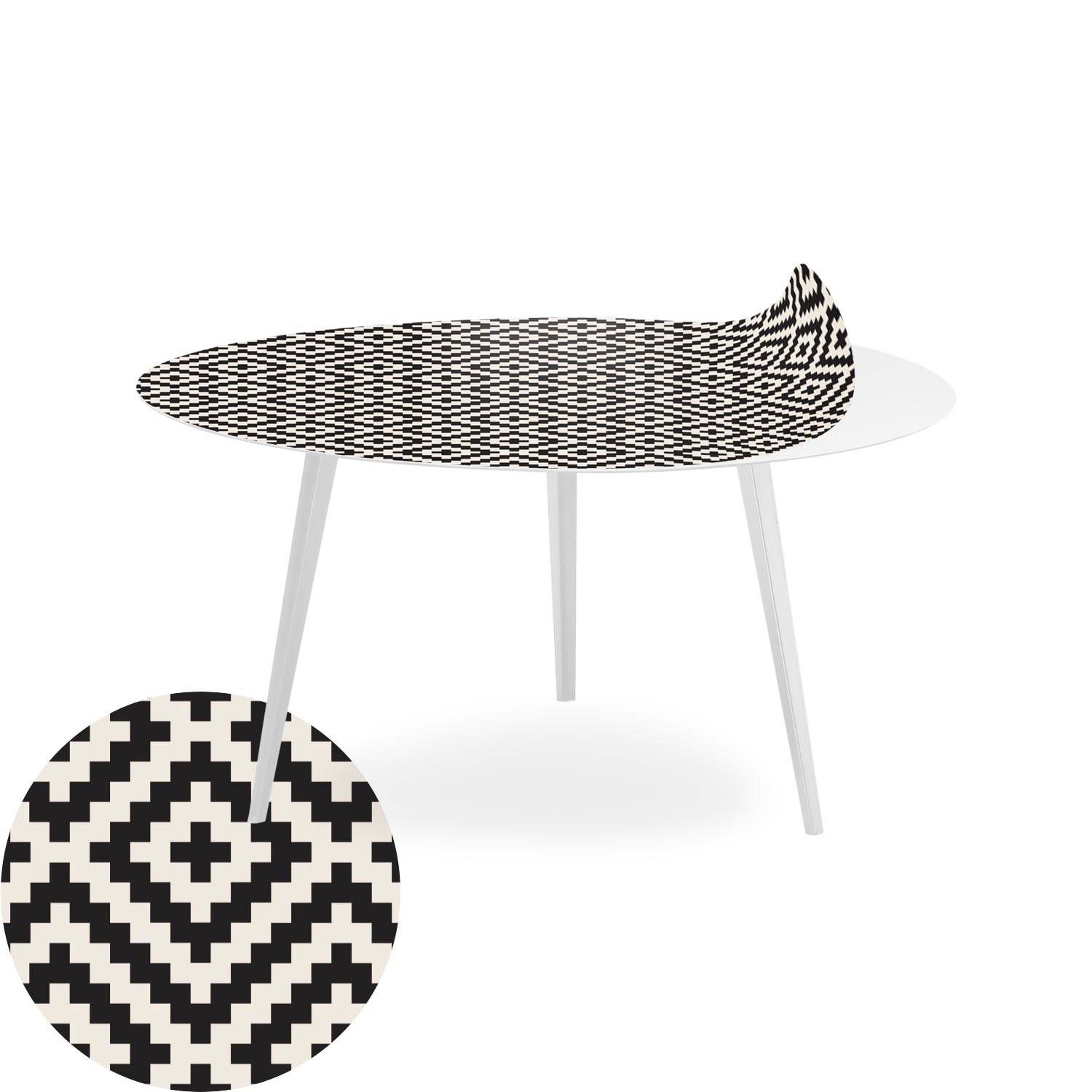 Tavolino magnetico rotondo da 90cm Bipolart Metallo Bianco con 1 Piano Motivo Contraste 