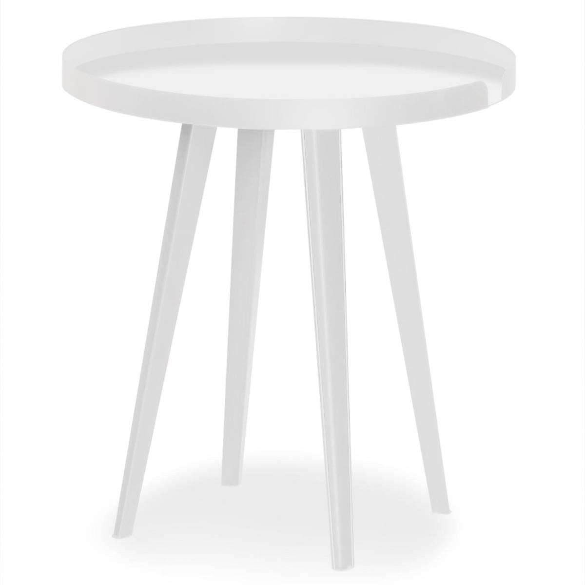 Bipolart Metal Blanco mesa auxiliar redonda con borde 45cm