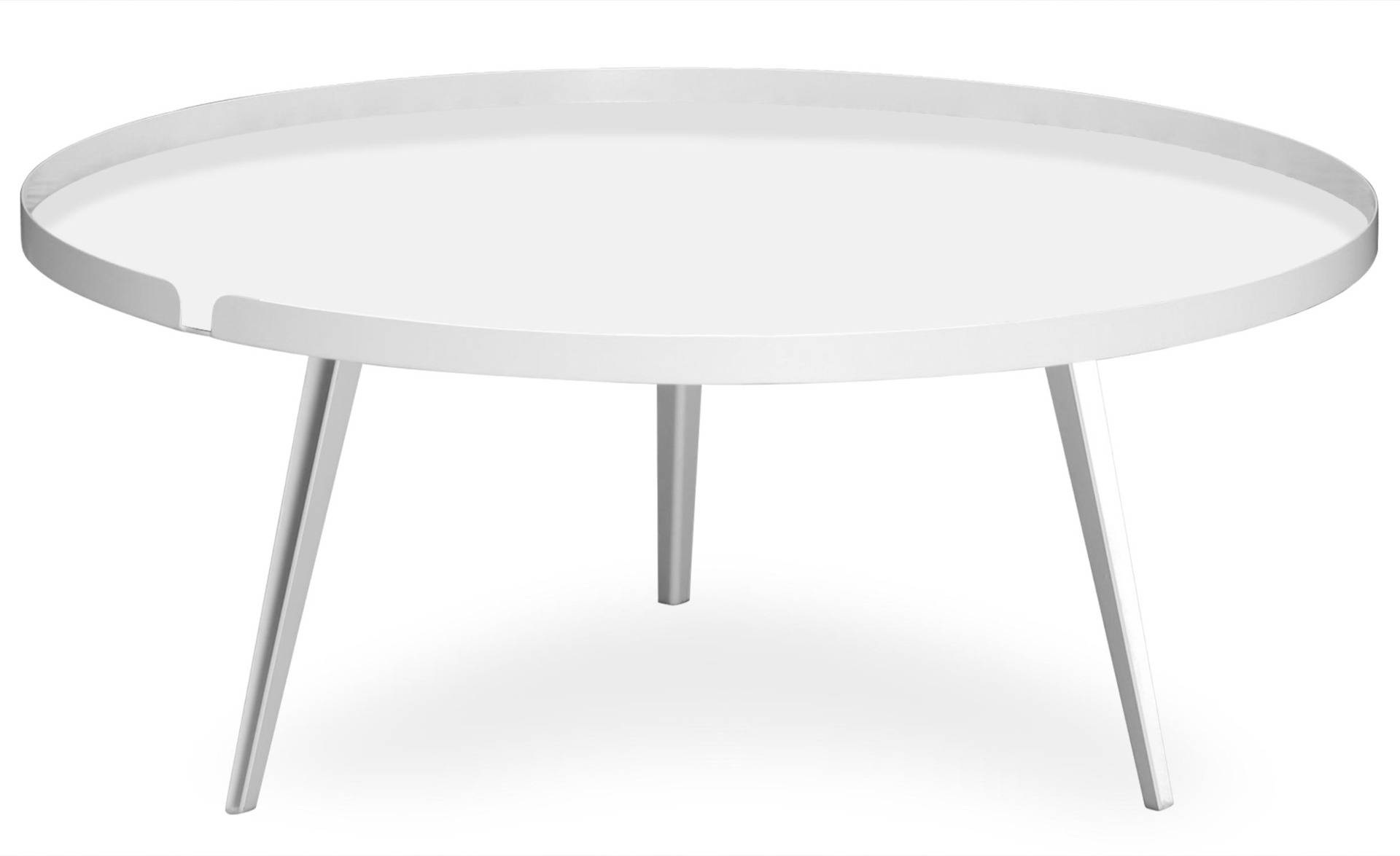 Table basse ronde à rebord 90cm Bipolart Métal Blanc