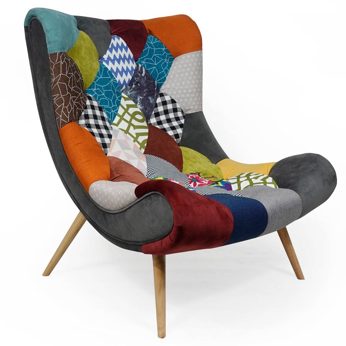 Scandinavische fauteuil Romilly Fabric Patchwork