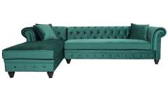 Canapé d'angle capitonné style chesterfield Roosevelt Velours Vert