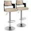 Set di 2 sedie da bar Russel in legno nero & similpelle color crema