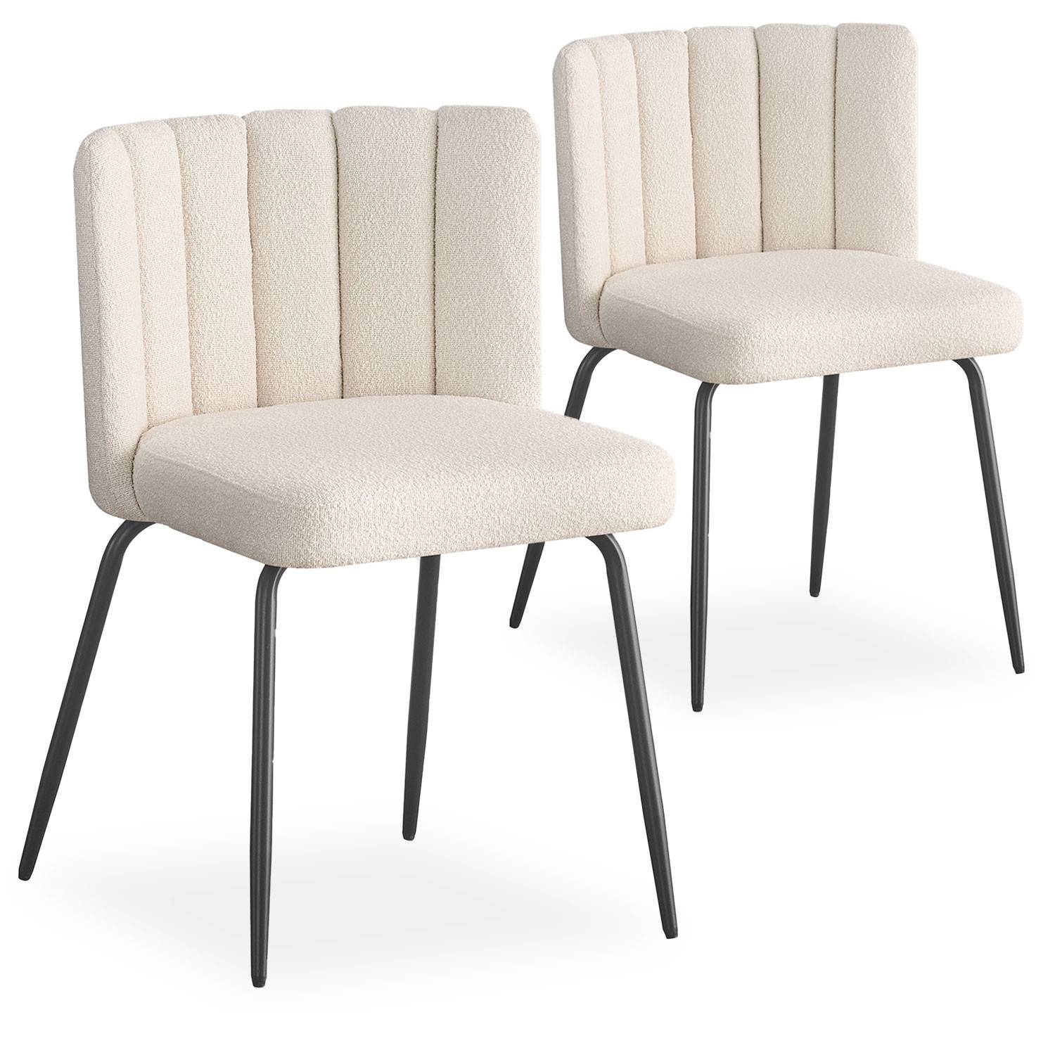 Set von 2 Design-Stühlen Sabine Stoff Bouclette Creme