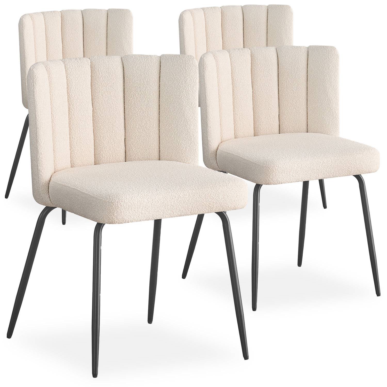 Lot de 4 chaises design Sabine Tissu Bouclette Crème