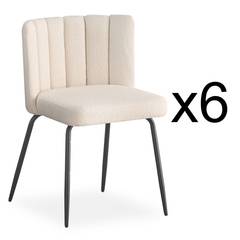 Set von 6 Design-Stühlen Sabine Stoff Bouclette Creme