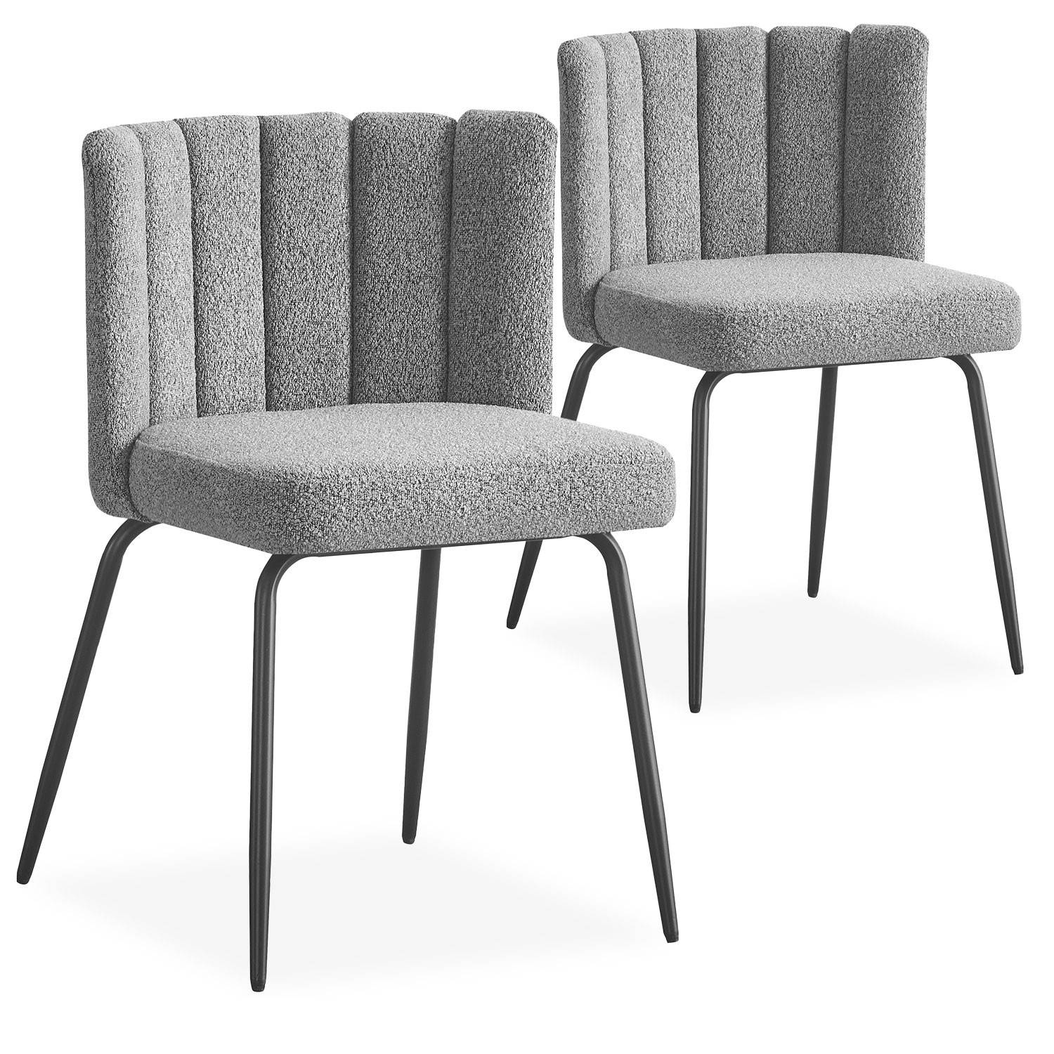 Set aus 2 Design-Stühlen Sabine Stoff Bouclette Grau