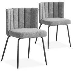 Lote de 2 sillas de diseño Sabine Tela efecto borrego gris