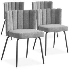 Lote de 4 sillas de diseño Sabine Tela efecto borrego gris