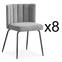 Lote de 8 sillas de diseño Sabine Tela efecto borrego gris