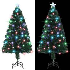 Árbol de Navidad artificial Fiona H120cm Verde oscuro y fibra óptica con piñas Multicolor