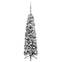 Sapin de Noël artificiel mince Pine H150cm Vert floqué déco LED et boules Argent