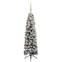 Sapin de Noël artificiel mince Pine H180cm Vert floqué déco LED et boules Or