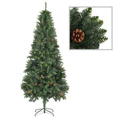 Künstlicher Weihnachtsbaum Serge H210cm Grün mit Tannenzapfen und Glitzer