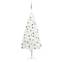 Albero di Natale a LED bianchi Cindi D75xH150cm con palline bianche e grigie