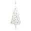 Albero di Natale a LED bianchi Cindi D90xH180cm con palline bianche e grigie