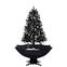 Sapin de Noël simulation chute de neige Fitz H170cm Noir LED boules Argent