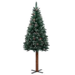 Weihnachtsbaum Schneebedecktes Grün Emile D66xH150cm mit Tannenzapfen und Ständer Massivholz