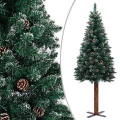 Albero di Natale verde Emile D66xH150cm con pigne e supporto in legno massiccio