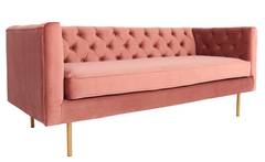 Sacha 3-Sitzer Sofa mit Samtbezug Rosa