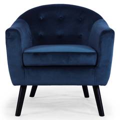 Scandinavische fauteuil van blauw velours
