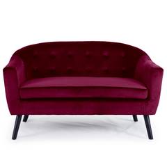 Sofa Savoy 2 plz, terciopelo rojo burdeos
