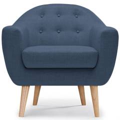 Scandinavische Savoy fauteuil blauwe stof