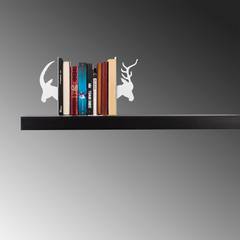 Decoratieve boekensteun ram & hert Liber 27 x 14 x 22 cm Metaal Wit