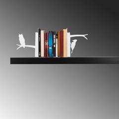 Decoratieve boekensteun met vogeltakken Liber 44 x 14 x 22 cm Metaal Wit