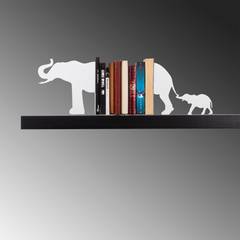 Serre-livre décoratif famille éléphants Liber 55x14x22cm Métal Noir