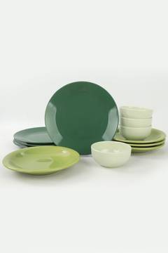 Ellen Set di stoviglie da 12 pezzi in ceramica sfumata di verde