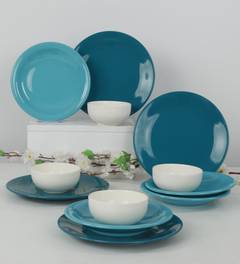 Servicio de mesa 12 piezas Katy 100% Cerámica Azul y Blanco