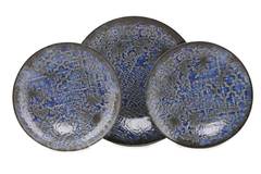 Servizio da tavola 18 pezzi Alvara 100% Porcellana Antico motivo Borduria Blu e Grigio