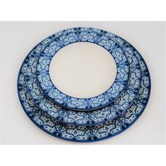 Tafelservice 24 Teile Audah 100% Porzellan Blau und Weiß Orientalisches Muster