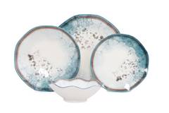 Vajilla de 24 piezas de porcelana de Dinal con diseño abstracto azul, blanco y marrón