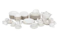 Service de table complet 83 pièces Avout 100% Porcelaine Blanc liseré Or