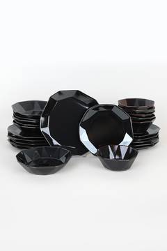 Tafelservice 24-teilig Alia Keramik Polygonalform Schwarz