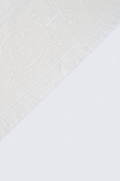  Asciugamano ricamo medaglione frange Adire 70 x 140 cm 100% cotone Ecru