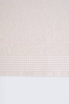 Serviette de toilette finitions liteau nid d'abeille Aspero 30x50cm 100% Coton Blanc créme