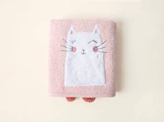 Vellus Asciugamano per bambini 50x75cm 100% cotone con motivo a gattini rosa